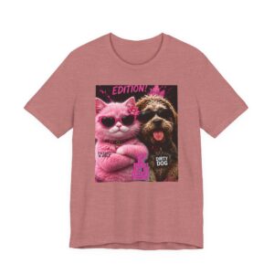 Cat & Dog Graphic Tee — "Edition" Pink Cat with Sunglasses & Dirty Dog