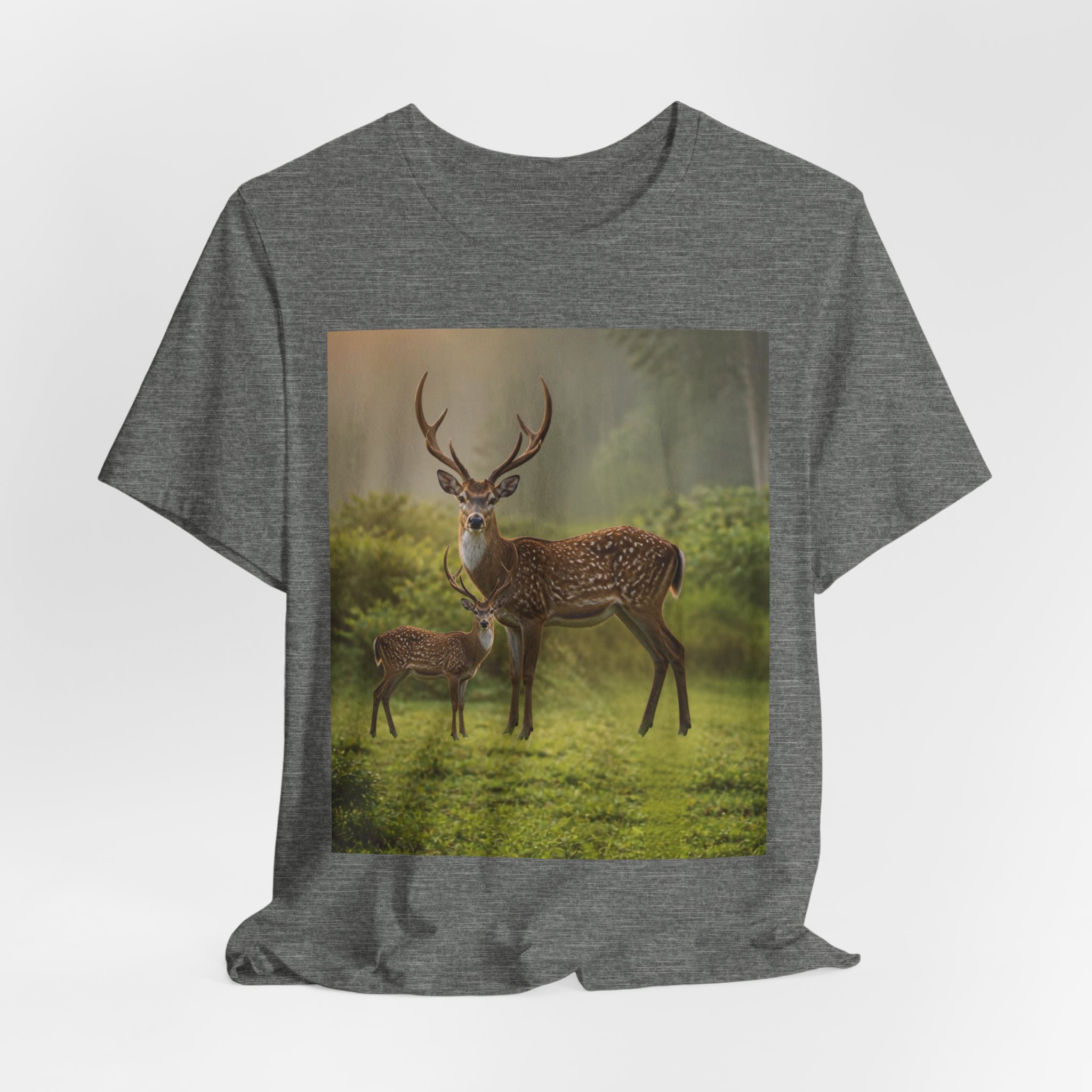 Deer Family Nature T‑Shirt — Wildlife Buck and Fawn Scenic Tee - Image 3