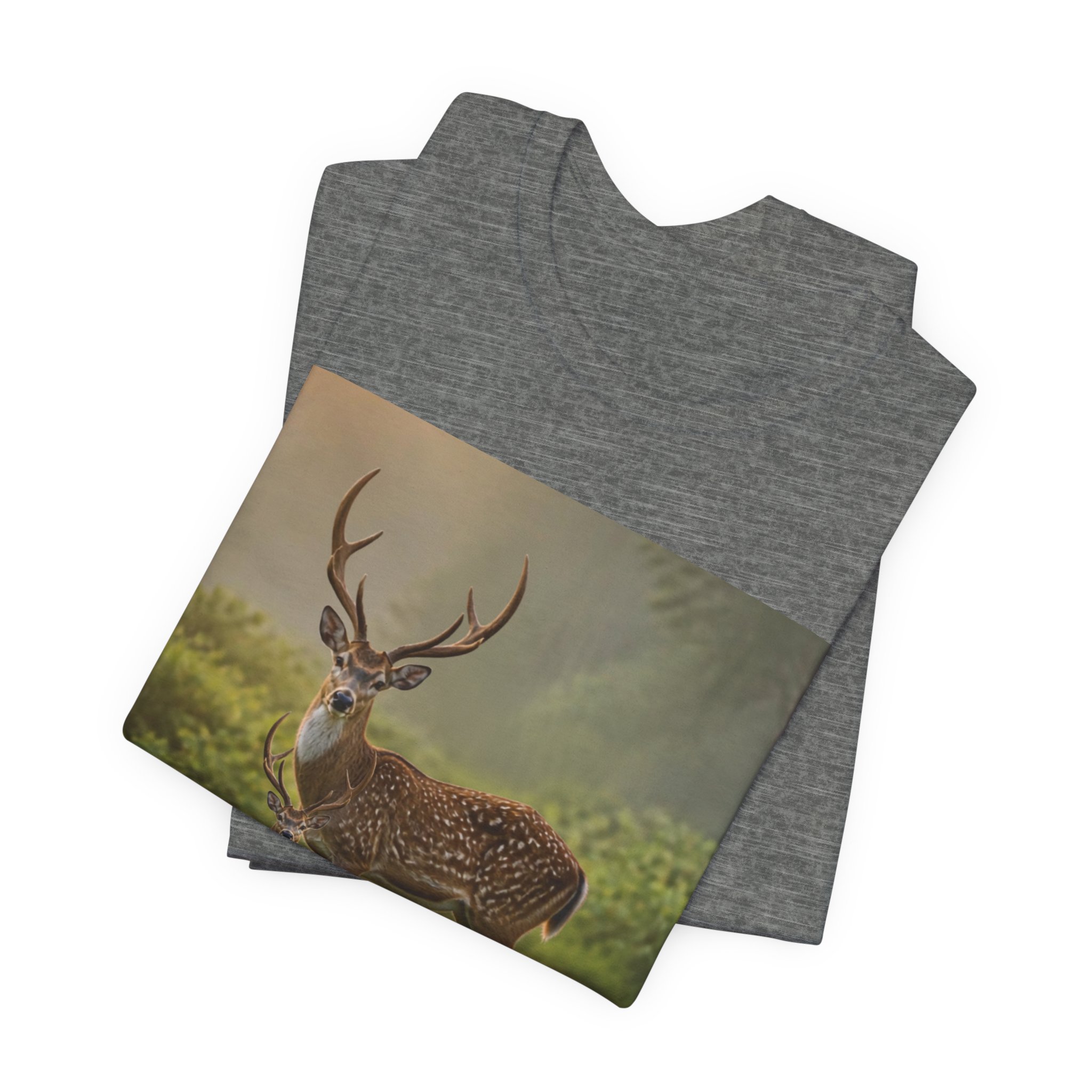 Deer Family Nature T‑Shirt — Wildlife Buck and Fawn Scenic Tee - Image 2