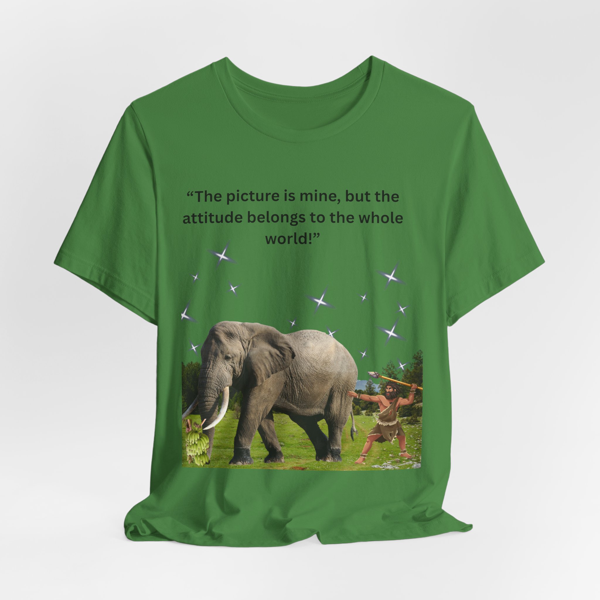 Elephant Safari Tee — “The picture is mine, but the attitude belongs to the whole world” Short Sleeve Shirt - Image 4